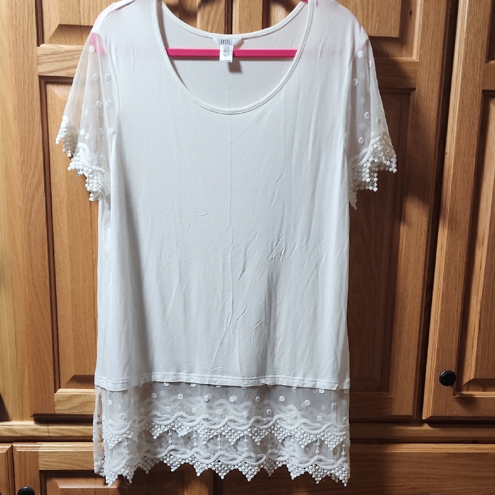 Kaktus Cream Lace Trim Blouse